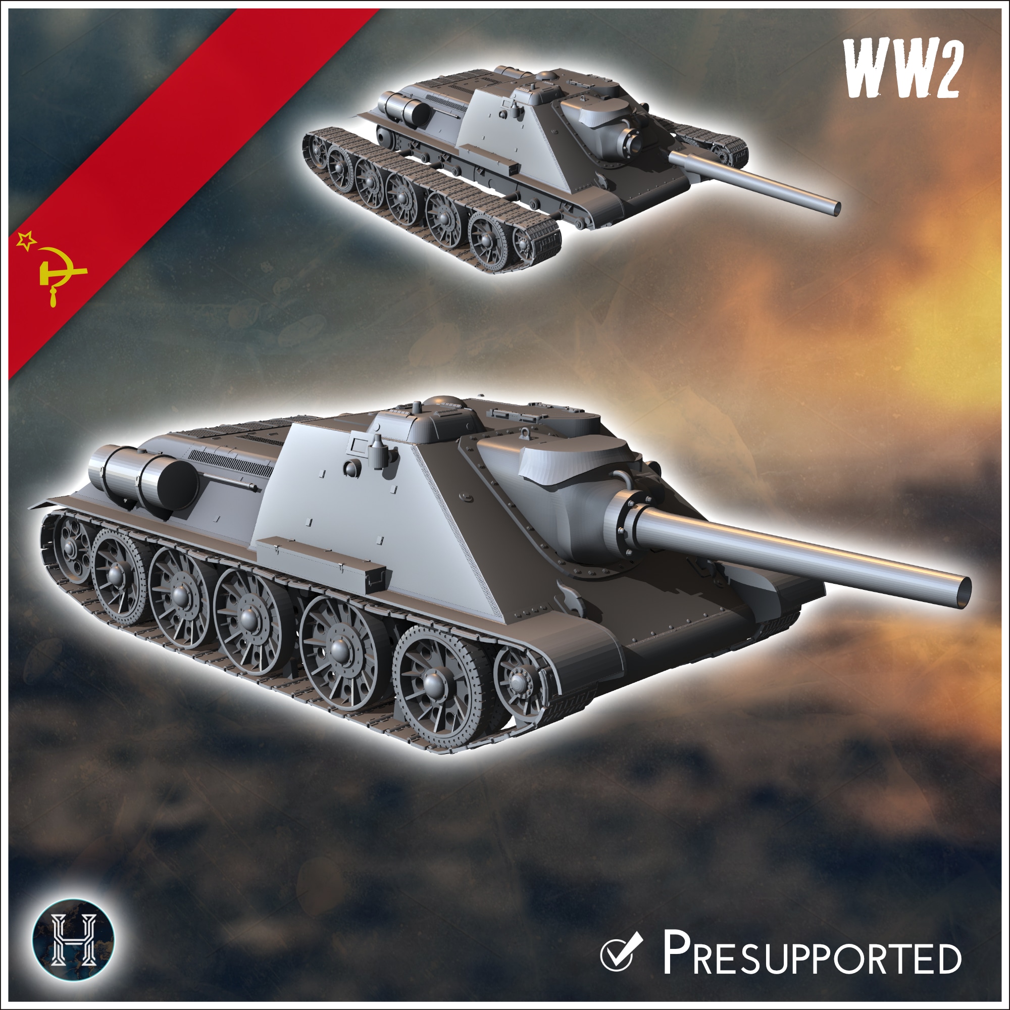 SU-122M assault gun - Soviet army WW2 Second World East front Ostfront RPG Mini Hobby